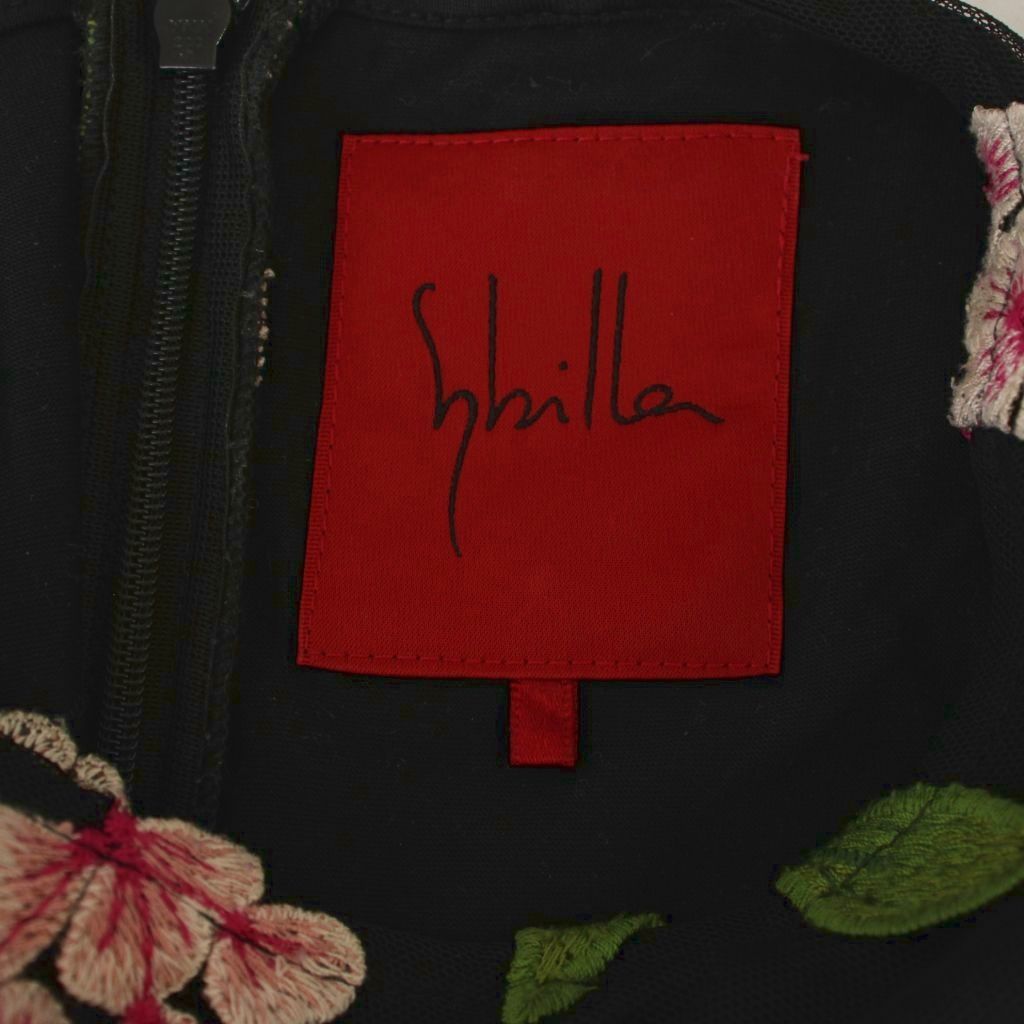 シビラ SYBILLA フラワーエンブロイダリーチュールノースリーブドレス ワンピース ロング M 黒 GDPBJ-02560 /BM