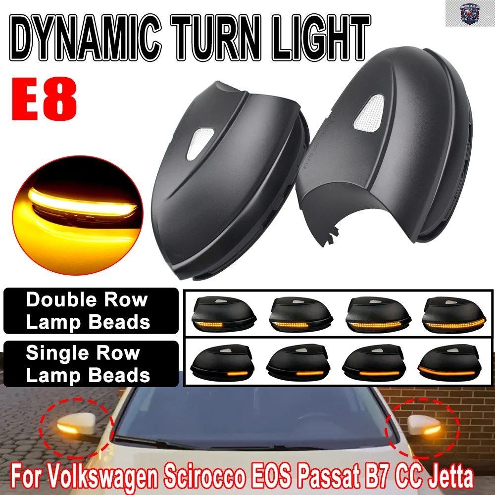 LEDダイナミックターンシグナルブリンカーシーケンシャルサイドミラーインジケーターライトVWパサートB7 CCシロッコMK3ジェッタMK6イオスビ