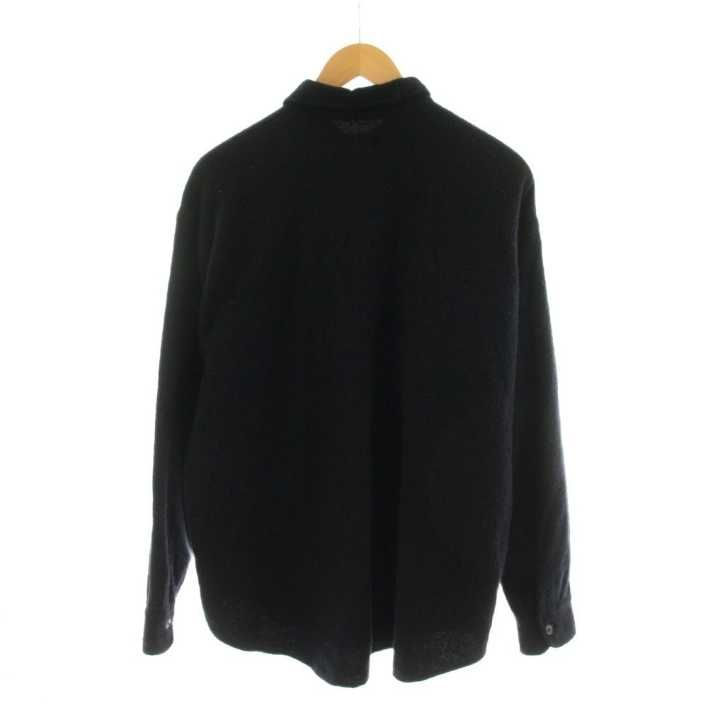 コモリ COMOLI 22AW 縮絨ウールハーフジップシャツ 1 黒 ブラック 襟付き 長袖 W03-02011 /AN34