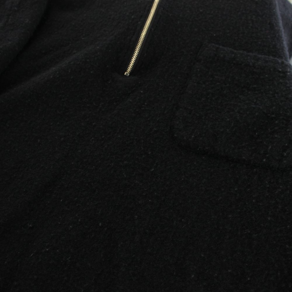 コモリ COMOLI 22AW 縮絨ウールハーフジップシャツ 1 黒 ブラック 襟付き 長袖 W03-02011 /AN34
