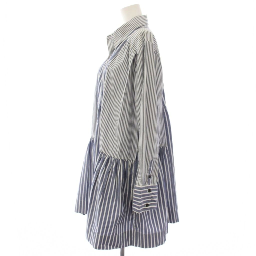 ガニー GANNI allureville ストライプ柄コットンシャツドレス シャツワンピース 長袖 ひざ丈 青 白 222312-14-010 /TK ガニー GANNI allureville ストライプ柄コットンシャツドレス シャツワンピース 長袖 ひざ丈 青 白 222312-14-010 /TK
