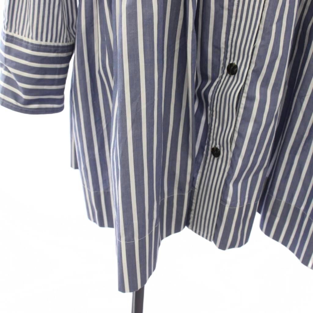 ガニー GANNI allureville ストライプ柄コットンシャツドレス シャツワンピース 長袖 ひざ丈 青 白 222312-14-010 /TK ガニー GANNI allureville ストライプ柄コットンシャツドレス シャツワンピース 長袖 ひざ丈 青 白 222312-14-010 /TK