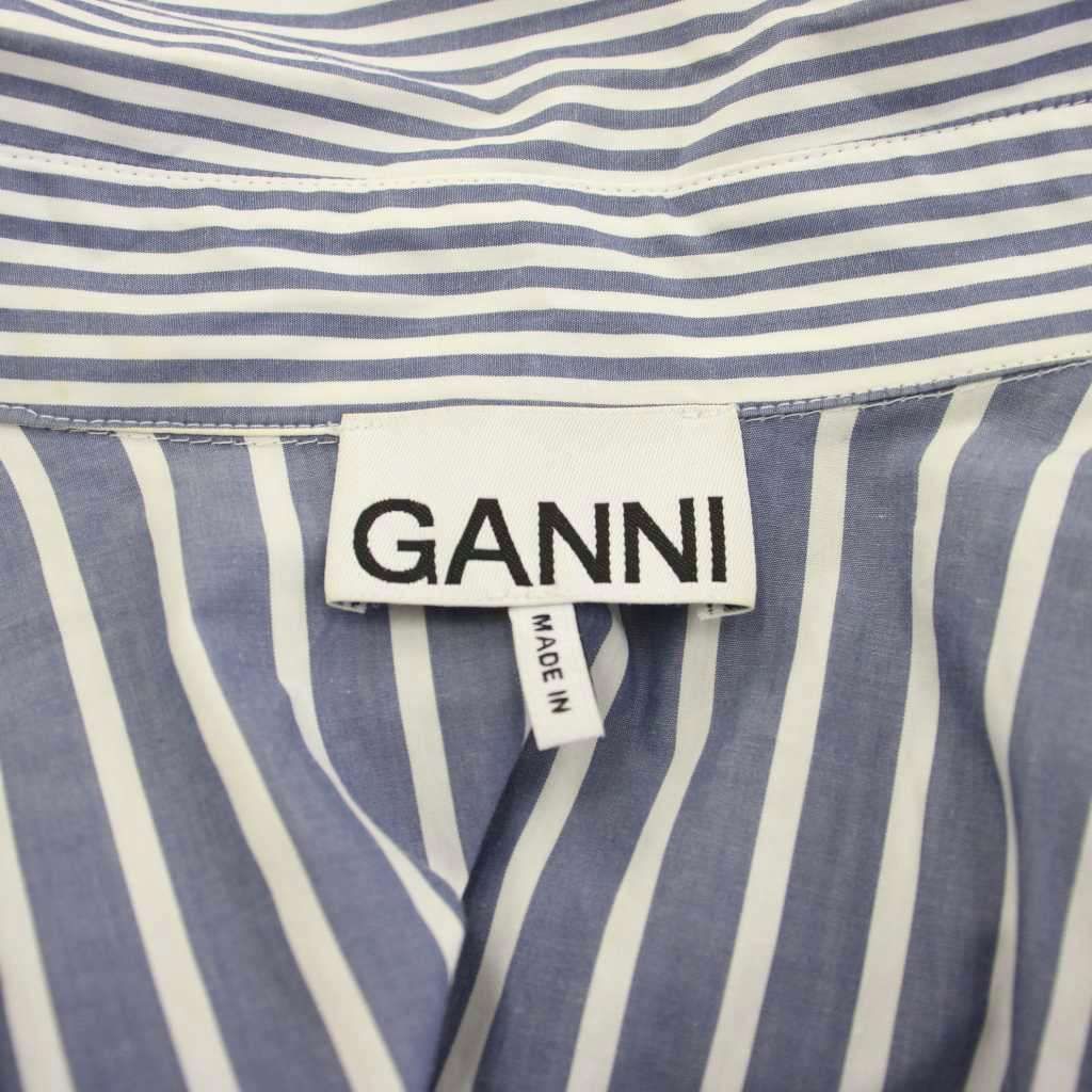ガニー GANNI allureville ストライプ柄コットンシャツドレス シャツワンピース 長袖 ひざ丈 青 白 222312-14-010 /TK ガニー GANNI allureville ストライプ柄コットンシャツドレス シャツワンピース 長袖 ひざ丈 青 白 222312-14-010 /TK