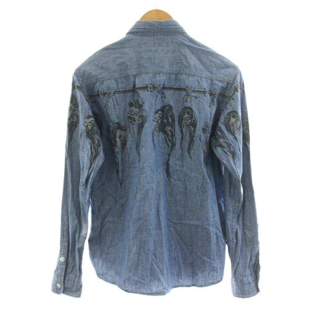 ネイバーフッド NEIGHBORHOOD SVG ARCHIVES SHRUNKEN HEADS C-SHIRT LS シャンブレーシャツ カジュアルシャツ 長袖 総柄 S 青 ブルー 131AOSV-SHMO1 /KU