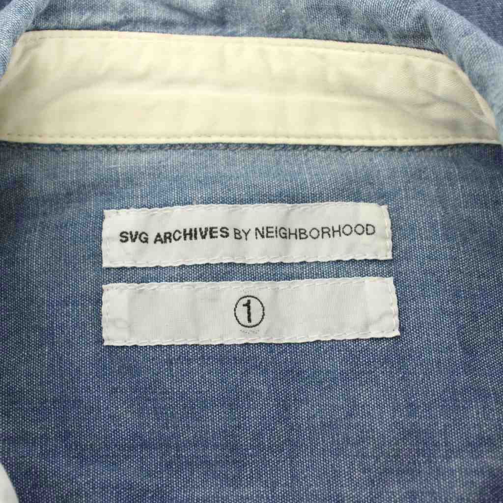 ネイバーフッド NEIGHBORHOOD SVG ARCHIVES SHRUNKEN HEADS C-SHIRT LS シャンブレーシャツ カジュアルシャツ 長袖 総柄 S 青 ブルー 131AOSV-SHMO1 /KU