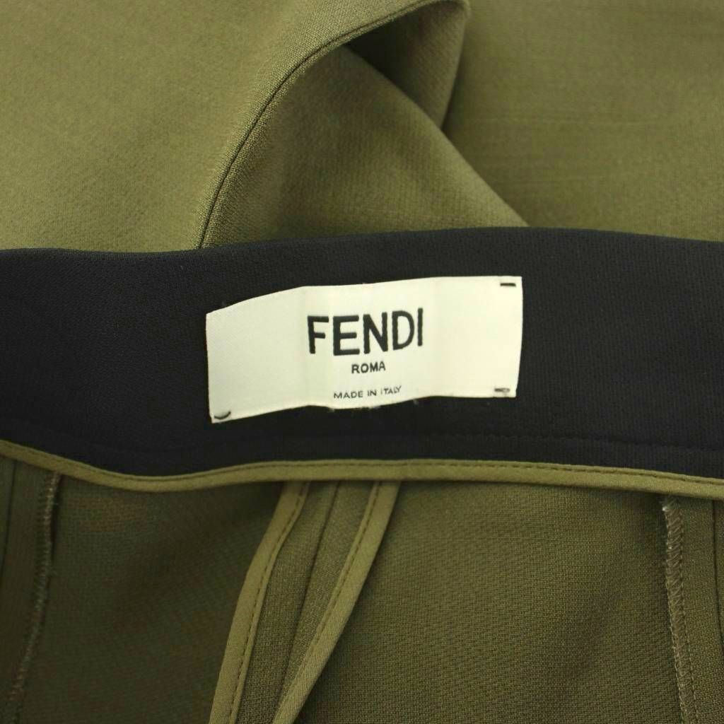 フェンディ FENDI ワイドパンツ センタープレス ウール シルク混 40 カーキ /KU