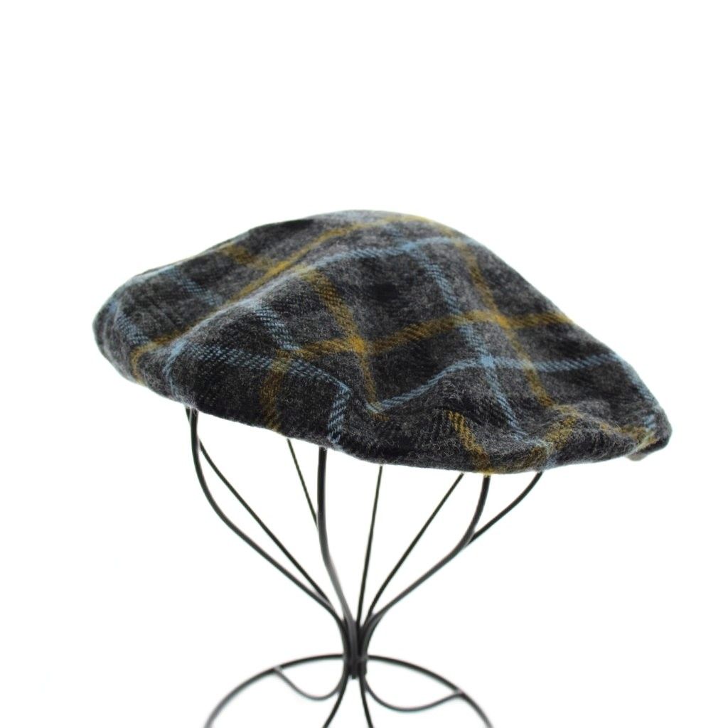 アンダーカバー UNDERCOVER × キジマ タカユキ KIJIMA TAKAYUKI CHECKED WOOL BERET ベレー帽 帽子 チェック柄 3 グレー 水色 ライトブルー UCZ4H03 /AN6