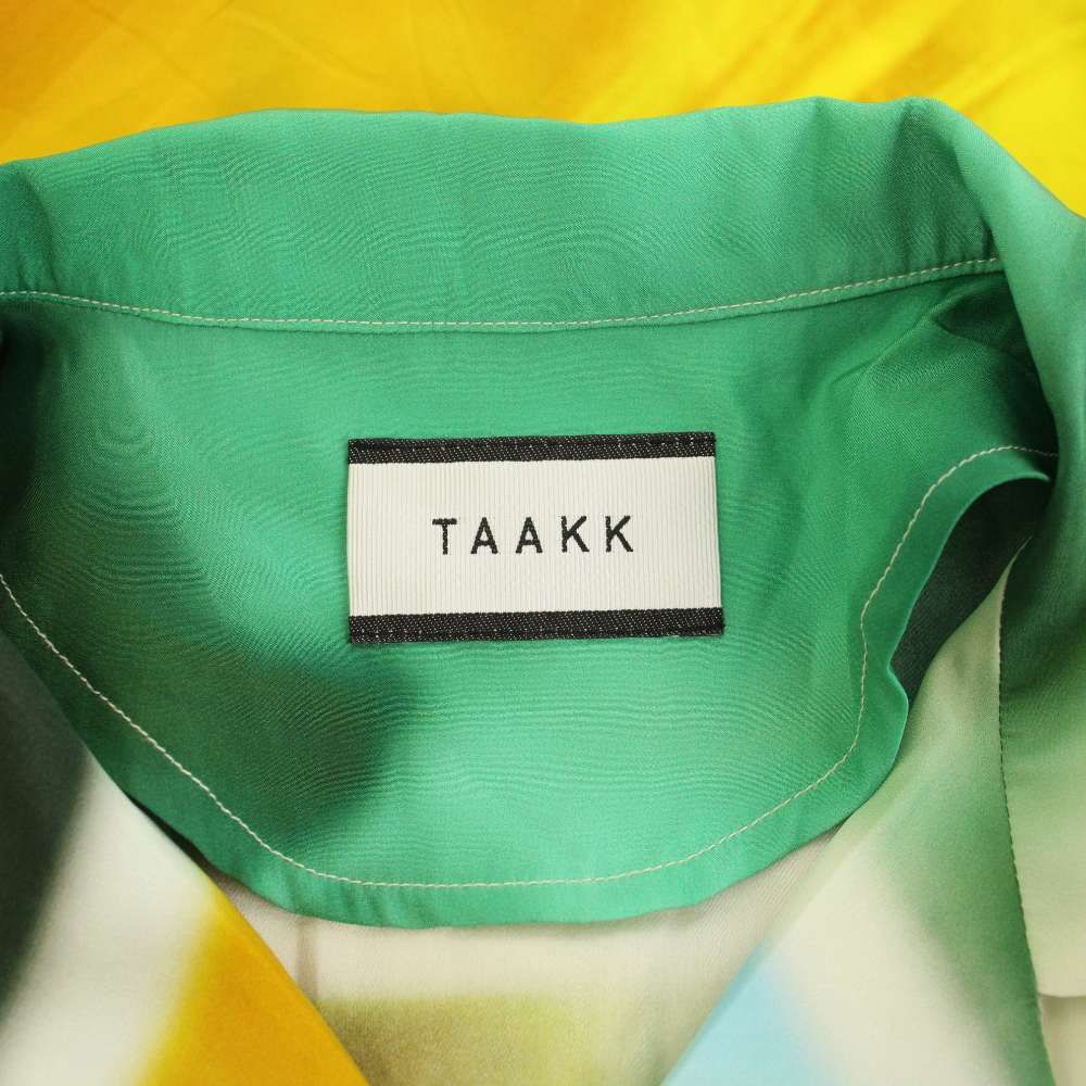 ターク TAAKK 22AW シルクロングスリーブシャツ SILK LONG SLEEVES SHIRTS オープンカラー 長袖 総柄 絹 1 緑 グリーン 黄 イエロー TA22AW-SH024 /YT