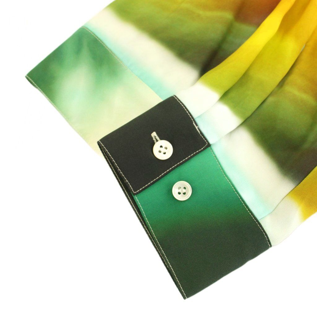ターク TAAKK 22AW シルクロングスリーブシャツ SILK LONG SLEEVES SHIRTS オープンカラー 長袖 総柄 絹 1 緑 グリーン 黄 イエロー TA22AW-SH024 /YT