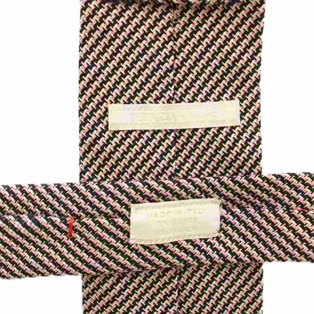 プラダ PRADA ネクタイ レギュラータイ 絹 シルク 総柄 黒 ブラック