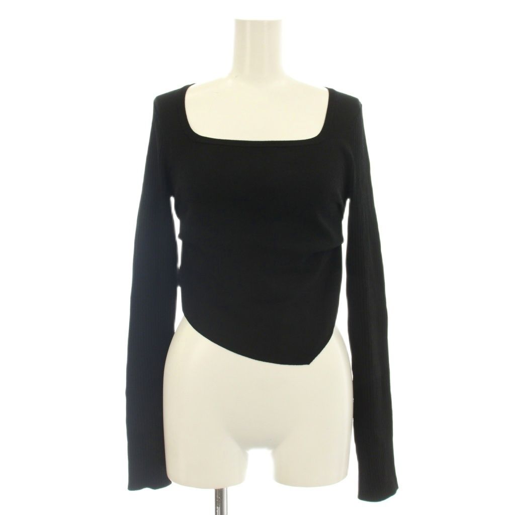 オーエムエムオー OMMO ASYMME TUCK SHORT KT TOP リブニット カットソー 長袖 F 黒 ブラック 882620505301 /☆G
