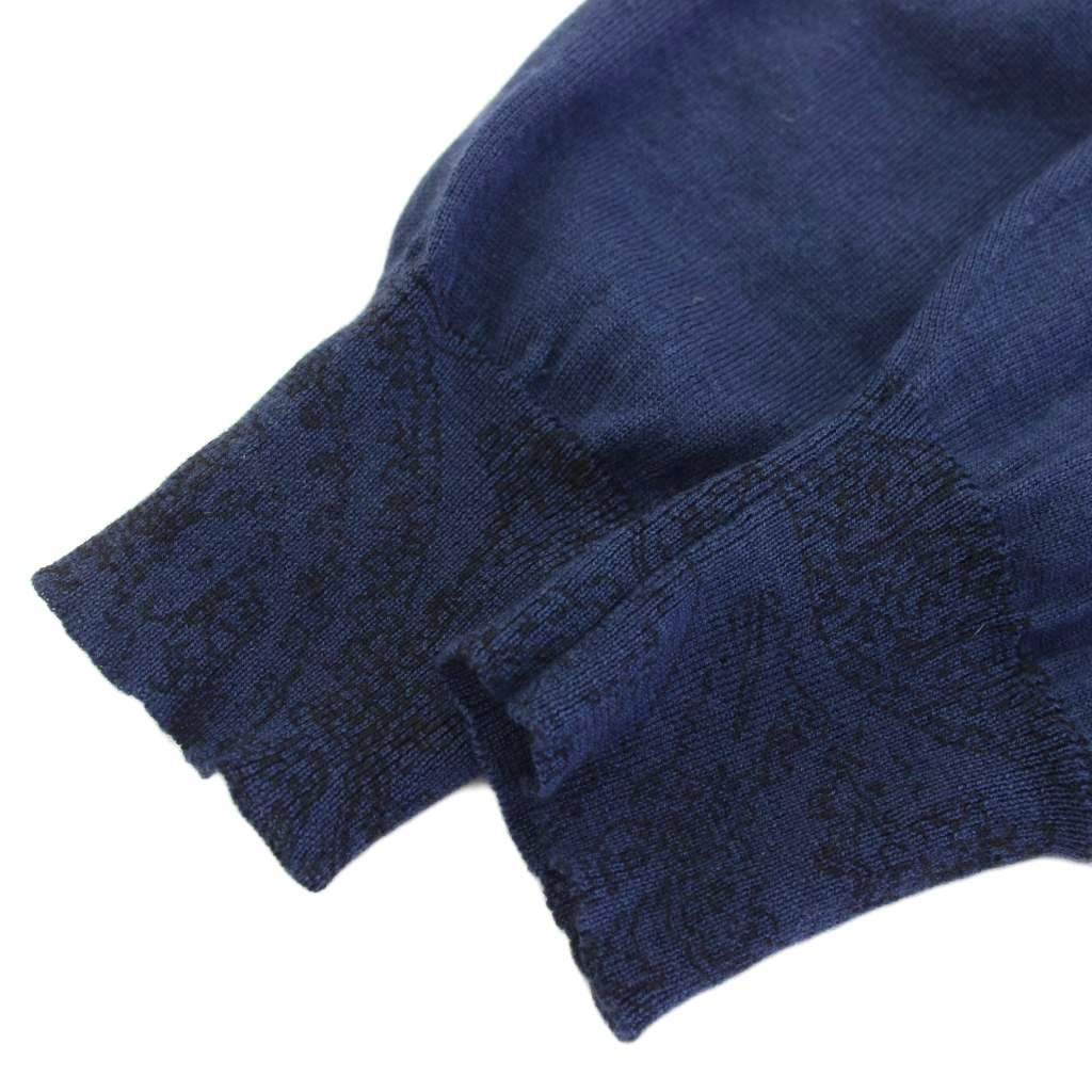 エトロ ETRO ニット セーター シルク混 カシミヤ混 長袖 Vネック 総柄 XL 紺 ネイビー 152-1M101-9540 /TK