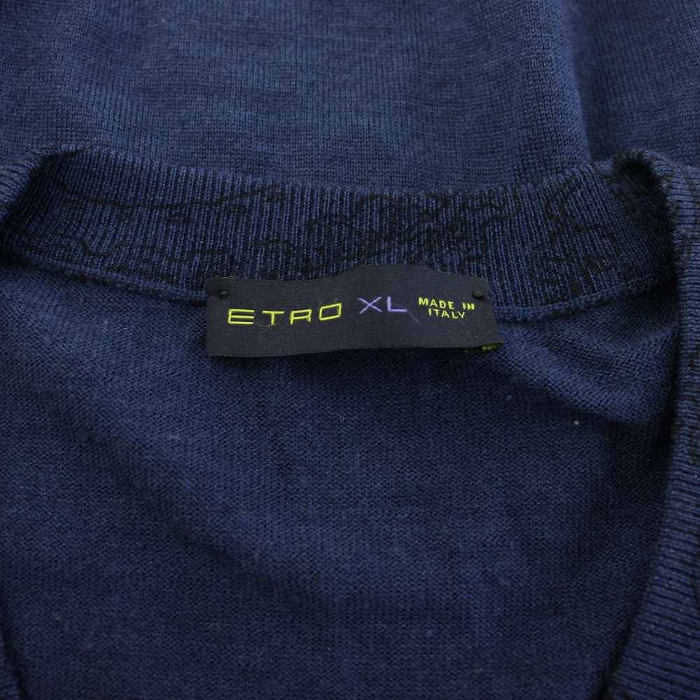 エトロ ETRO ニット セーター シルク混 カシミヤ混 長袖 Vネック 総柄 XL 紺 ネイビー 152-1M101-9540 /TK