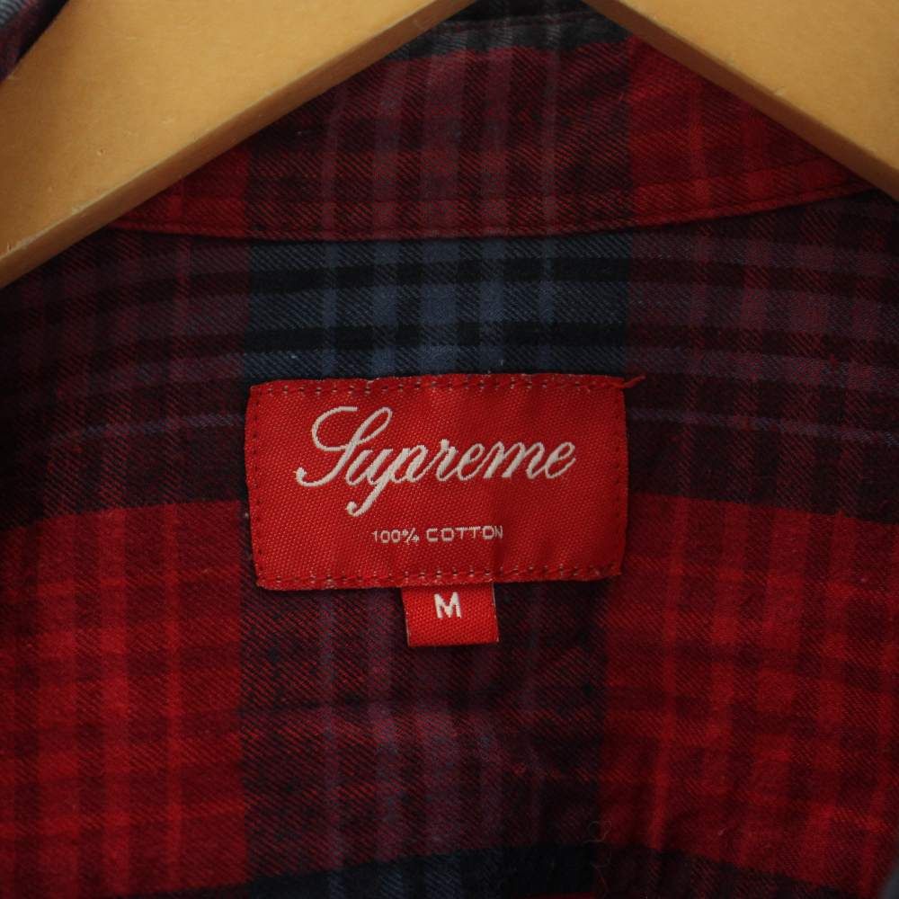 シュプリーム SUPREME Ombre Plaid Shirt シャツ 長袖 チェック柄 M 赤 レッド 紺 ネイビー /AN64