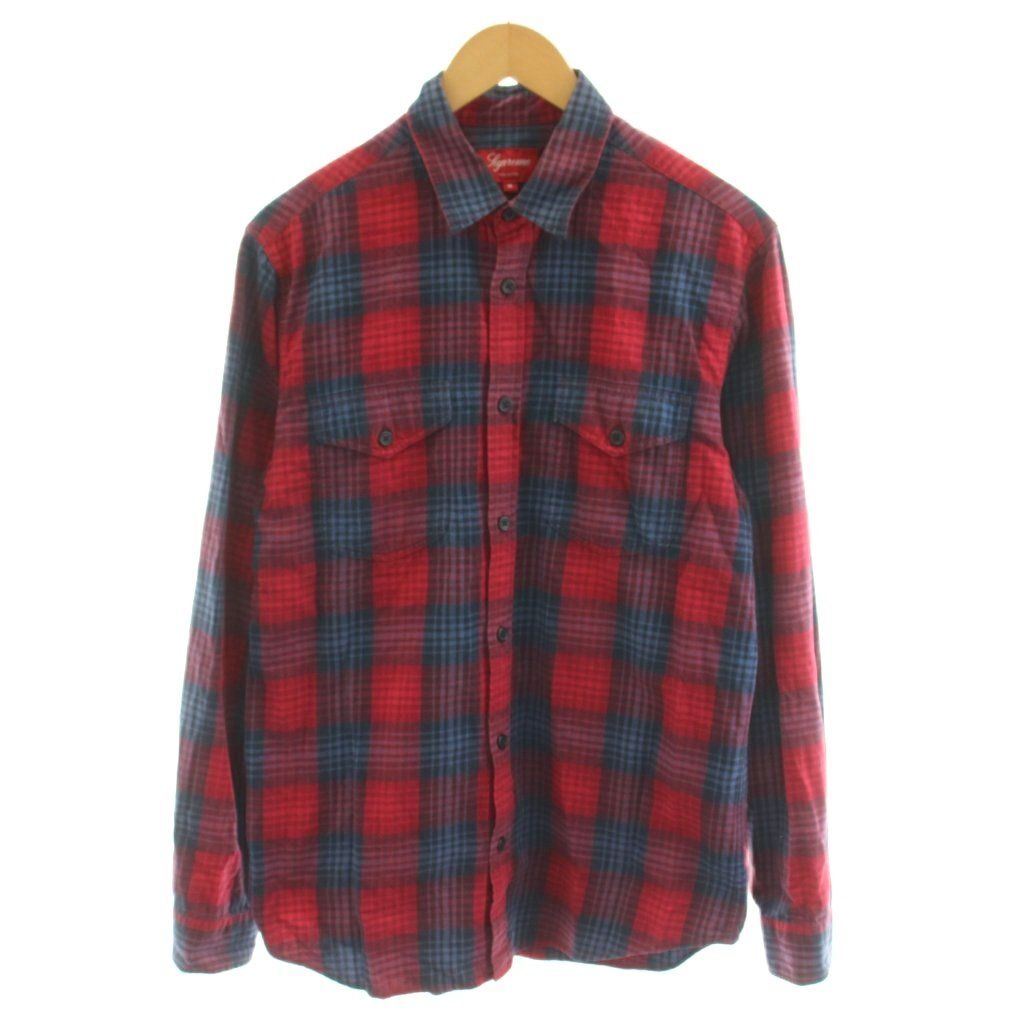 シュプリーム SUPREME Ombre Plaid Shirt シャツ 長袖 チェック柄 M 赤
