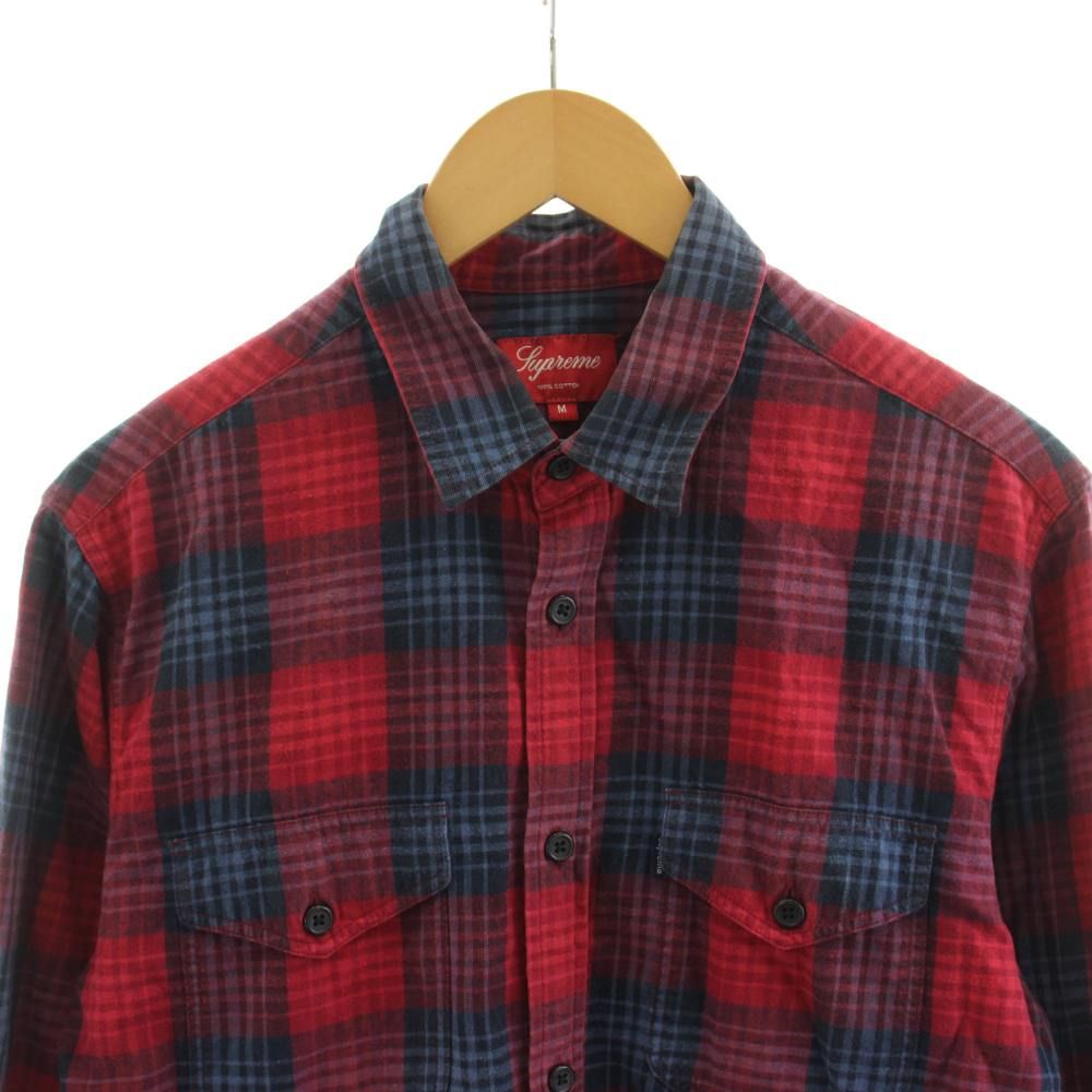 シュプリーム SUPREME Ombre Plaid Shirt シャツ 長袖 チェック柄 M 赤