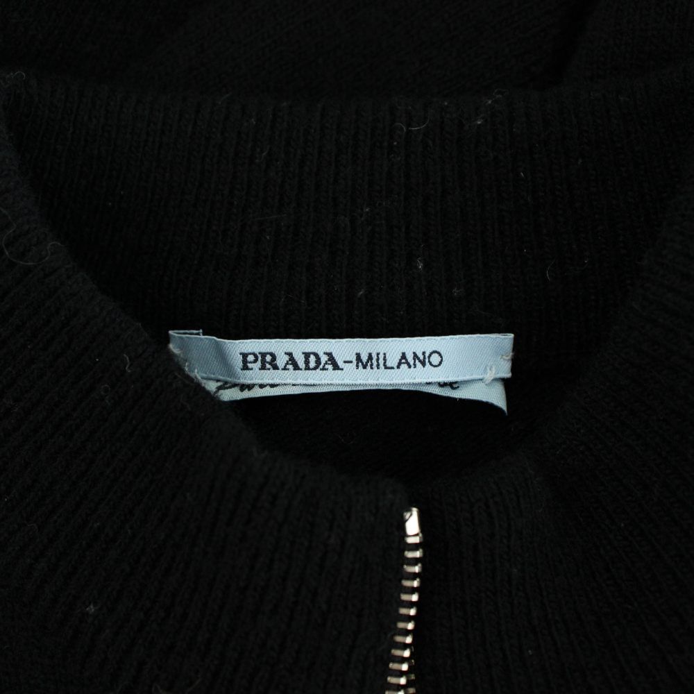 プラダ PRADA ニット カットソー ハーフジップ 半袖 ウール 48 黒 ブラック /AN71 プラダ PRADA ニット カットソー ハーフジップ 半袖 ウール 48 黒 ブラック /AN71