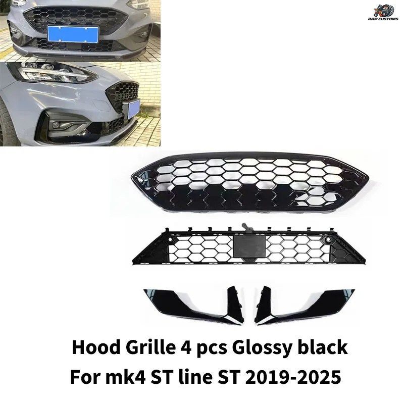 フォード フォーカス MK4 ST ライン 2018-2025 用 フロントバンパーリップ レーシンググリル ボディキット スポイラーウィング ディフュー
