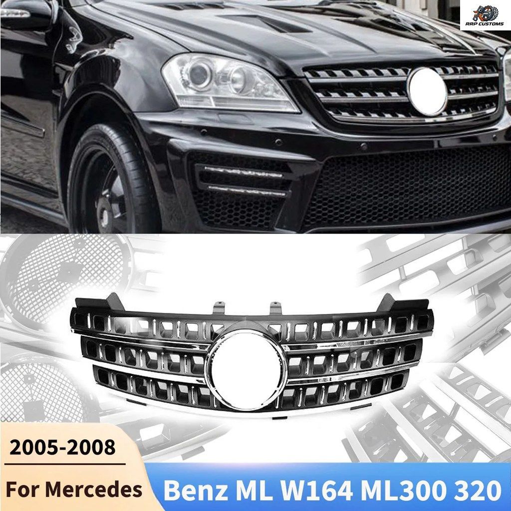 メルセデスベンツ ML W164 ML300 320 350 400 500 2005-2008 用レーシンググリル、車のフロントバンパーグリル、ボンネット、ボディキット