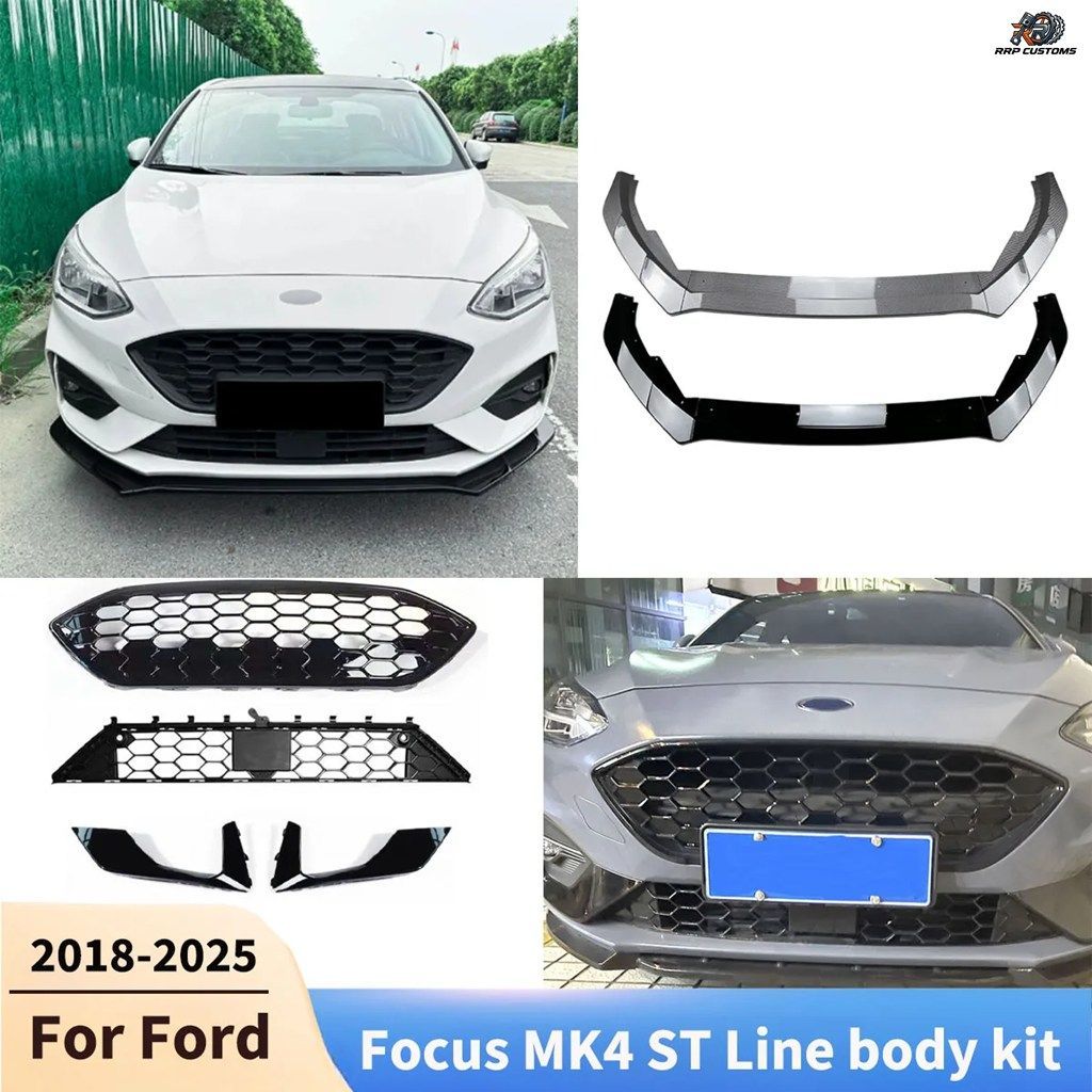 フォード フォーカス MK4 ST ライン 2018-2025 用 フロントバンパーリップ レーシンググリル ボディキット スポイラーウィング ディフュー