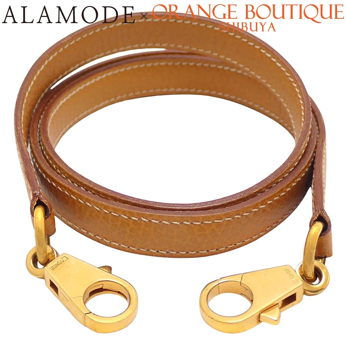 HERMES(エルメス) ショルダーストラップ ナチュラルサブレ ブラウン茶 アルデンヌ ゴールド金具 小物 バッグストラップ バッグ小物 レディース 40802184214【中古】【アラモード】