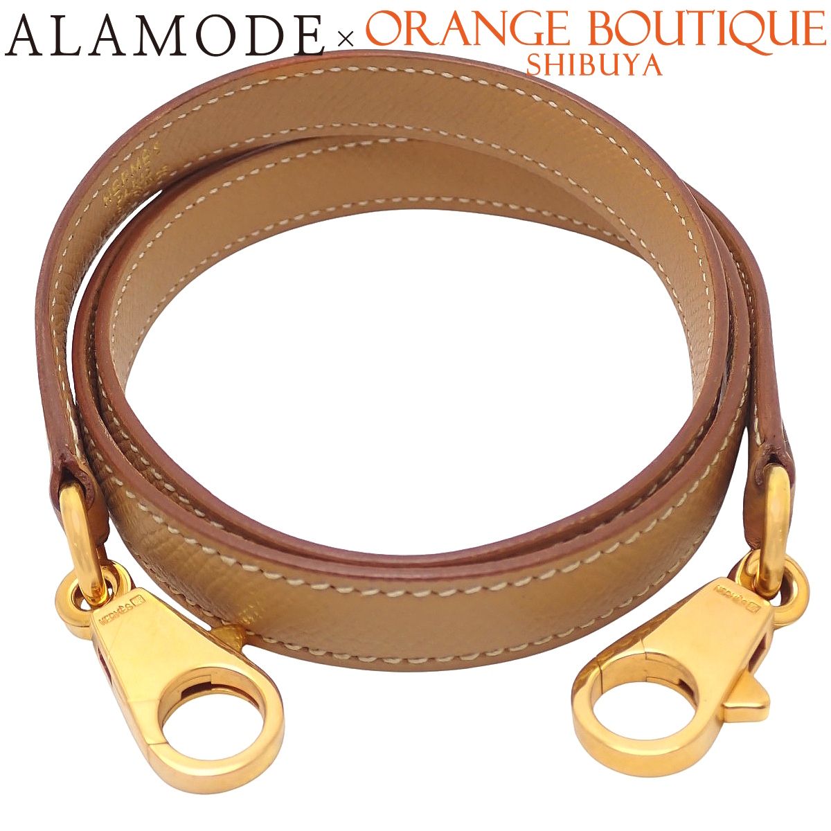 HERMES(エルメス) ショルダーストラップ ナチュラル ベージュ クシュベル ゴールド金具 小物 バッグストラップ バッグ小物 レディース 40802174672【中古】【アラモード】