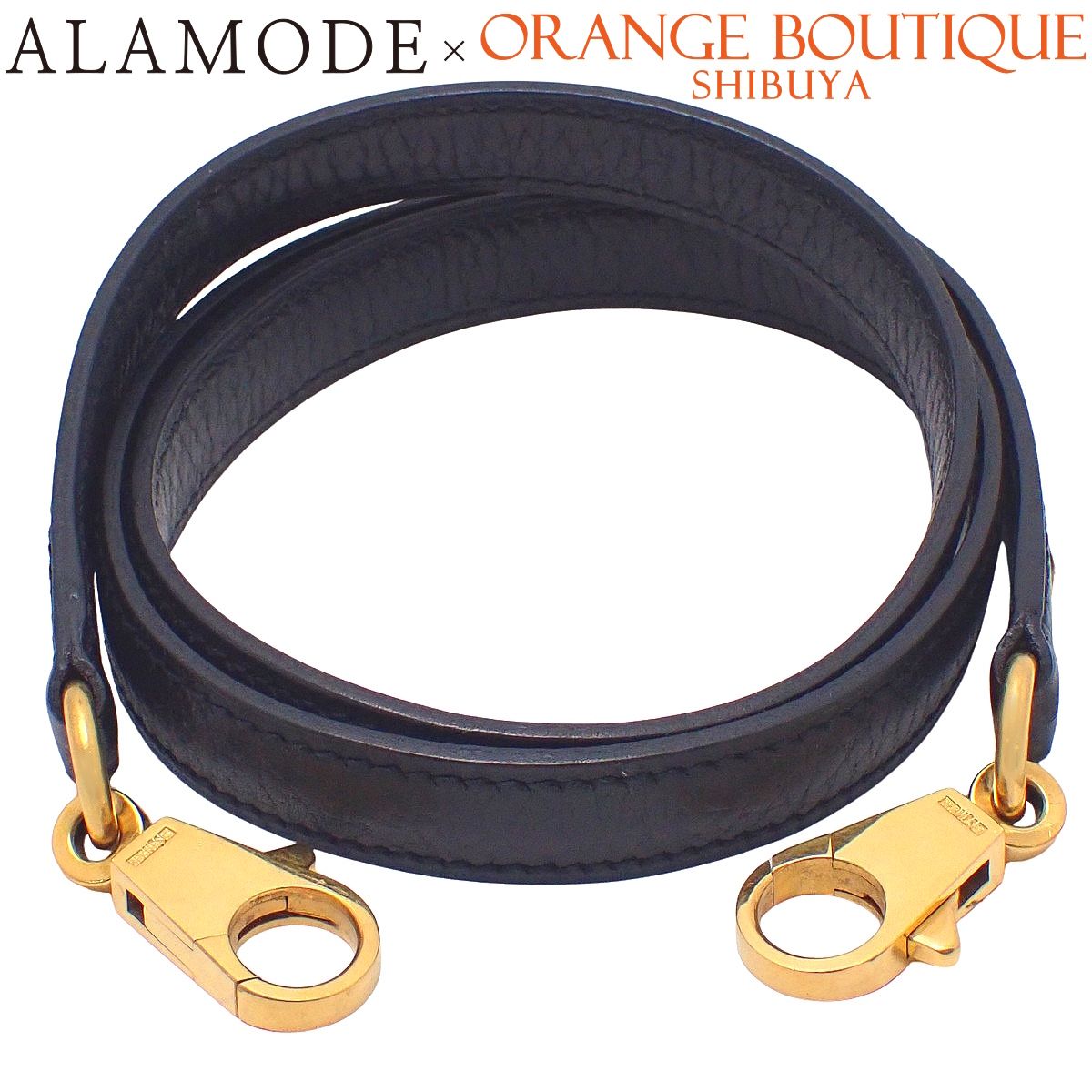 HERMES(エルメス) ショルダーストラップ ブラック黒 アルデンヌ ゴールド金具 小物 バッグストラップ バッグ小物 レディース 40802178629【中古】【アラモード】