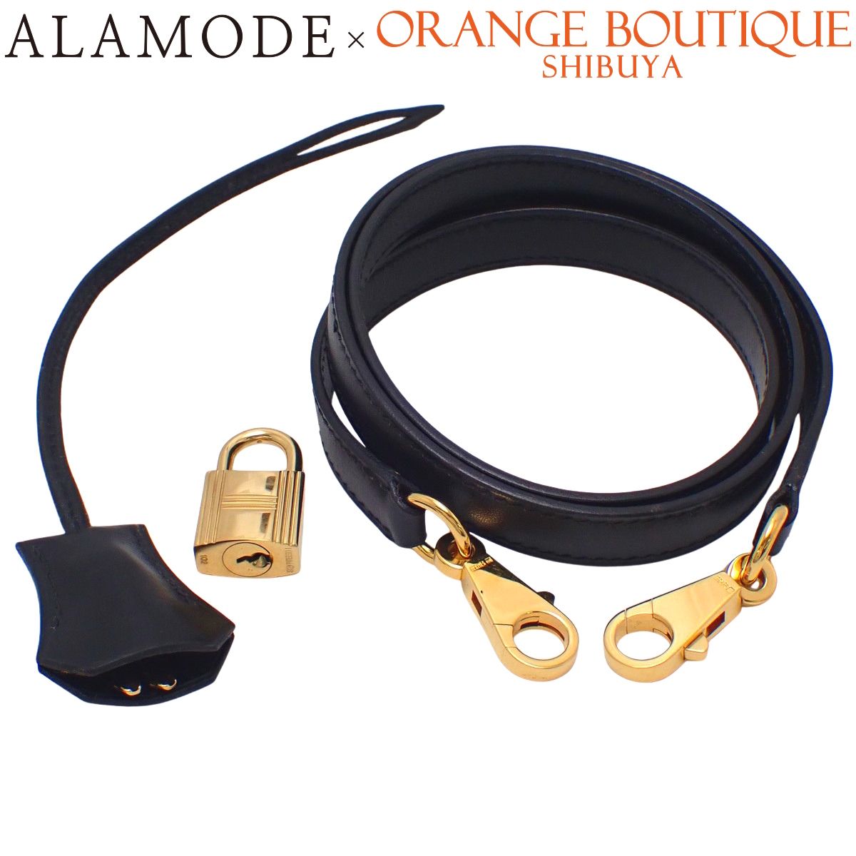 HERMES(エルメス) ショルダーストラップ カギ カデナ クロシェット ブラック黒 ボックスカーフ ゴールド金具 小物 バッグストラップ バッグ小物 鍵 レディース 40802169185【中古】【アラモード】
