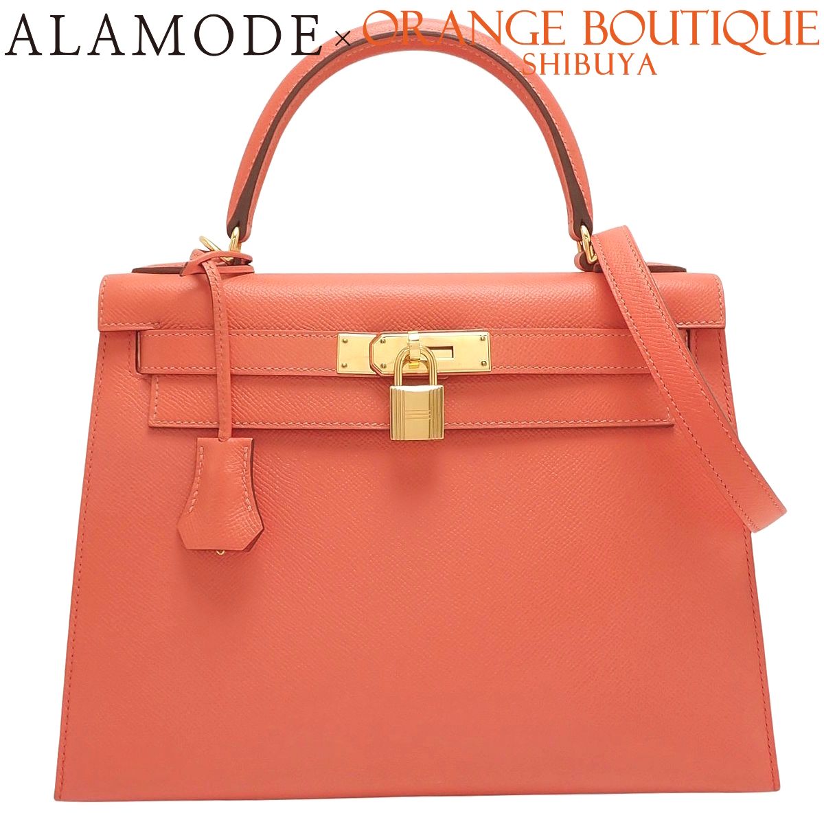 HERMES(エルメス) ケリー28 (外縫い) ローズジャイプール ピンク ヴォーエプソン ゴールド金具 T刻印 ハンドバッグ 2WAY ショルダー 肩掛け レディース 40802196863【中古】【アラモード】