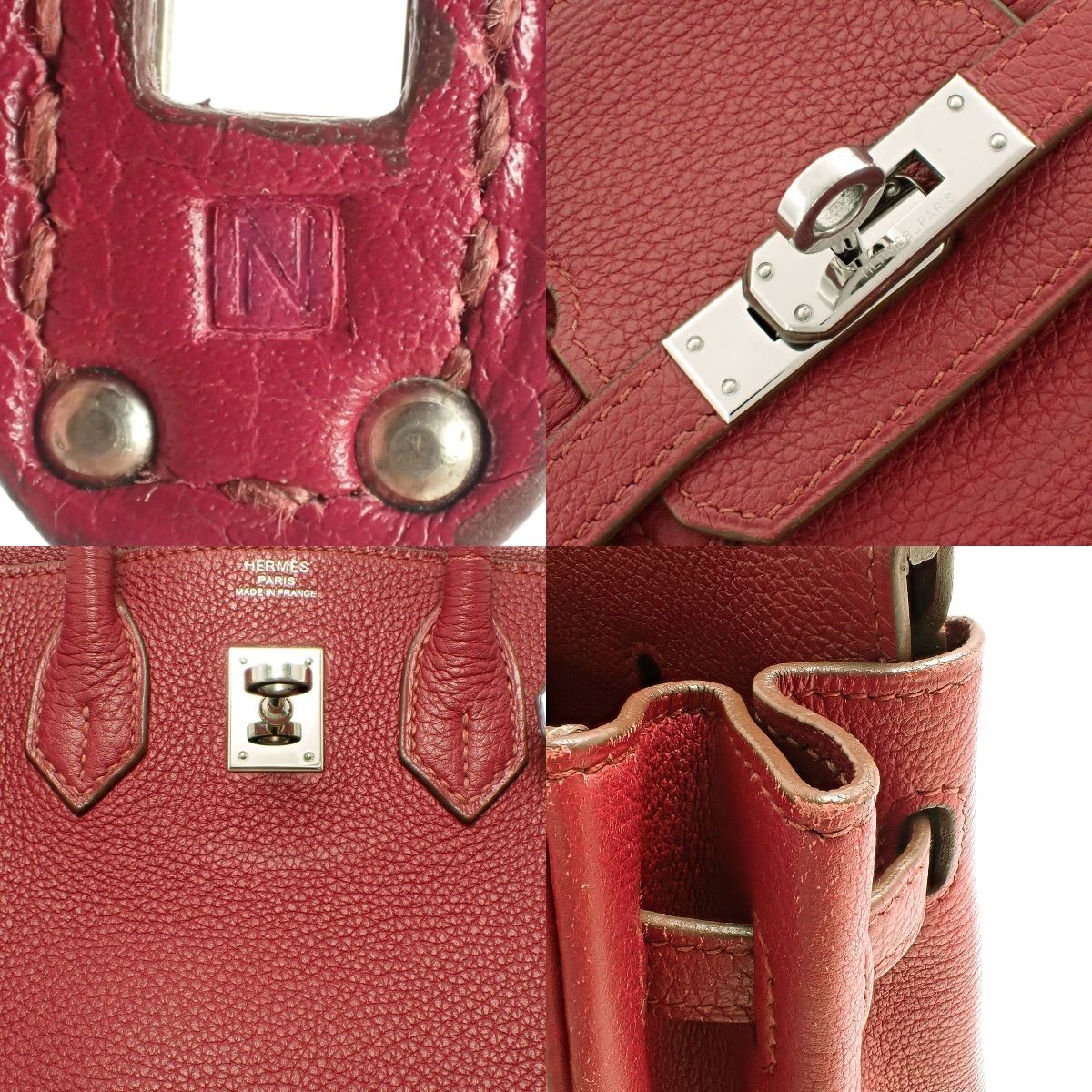 HERMES(エルメス) バーキン25 ルビー レッド赤 トゴ パラジウム金具 シルバー金具 □N刻印 ハンドバッグ トートバッグ レディース 40802196882【中古】【アラモード】