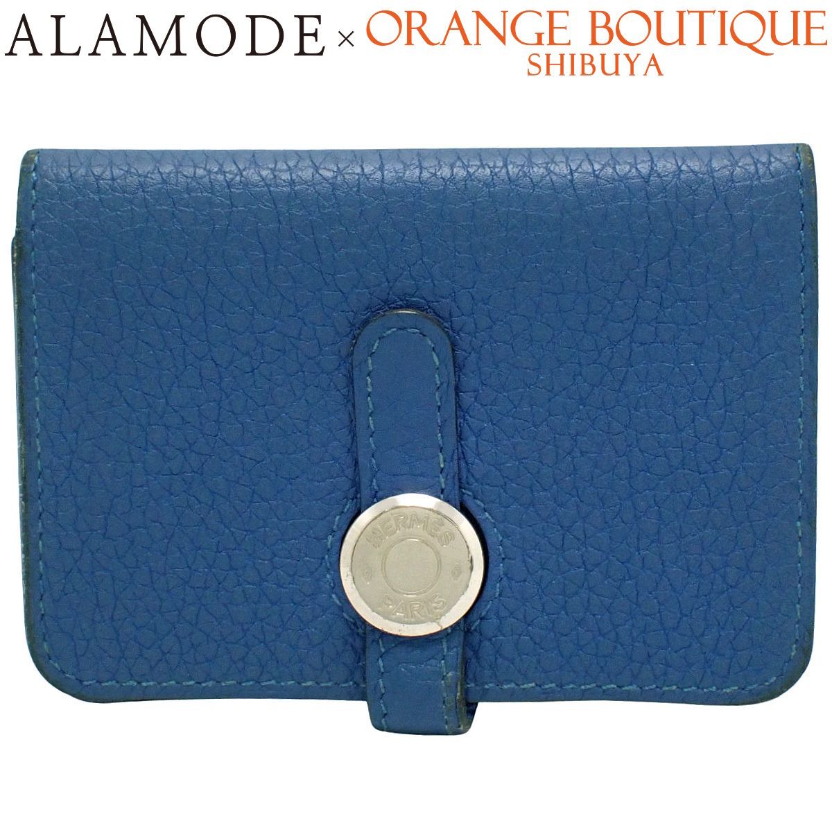 HERMES(エルメス) ドゴン カードケース ブルーゼリージュ ブルー青 トゴ パラジウム金具 シルバー金具 C刻印 パスケース カードホルダー 名刺入れ 2つ折り 二つ折り レディース 40802195133【中古】【アラモード】