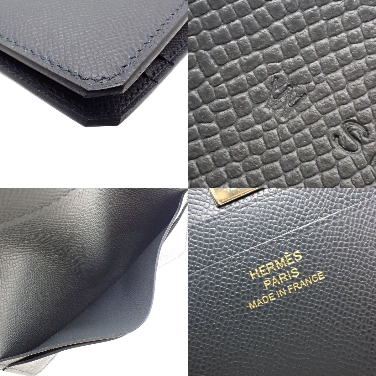 HERMES(エルメス) メドール カードケース グレー ヴォーマダム ゴールド金具 W刻印 パスケース 2つ折り 二つ折り 小物 スタッズ レディース 40802195137【アラモード】