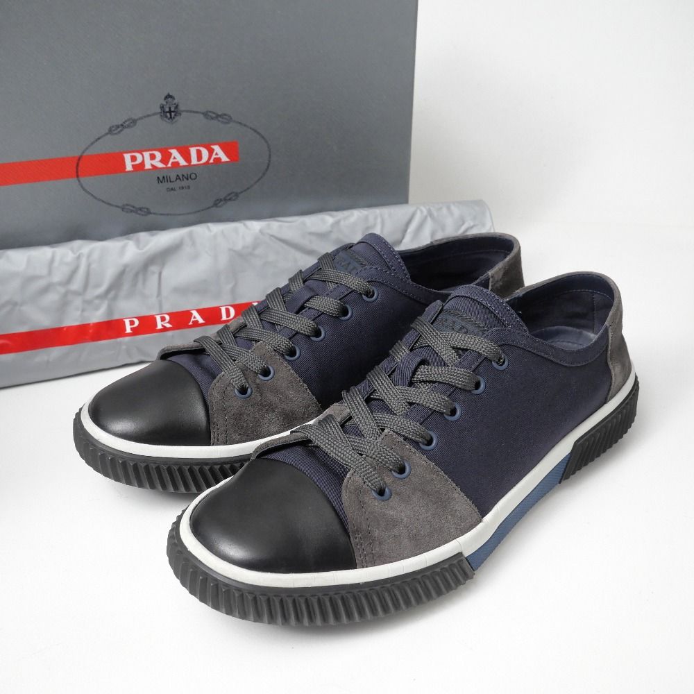 ■美品■PRADA プラダ スニーカー サイズ9 スエード 切替 ローカット ブランド古着【中古】20260525/RA9519