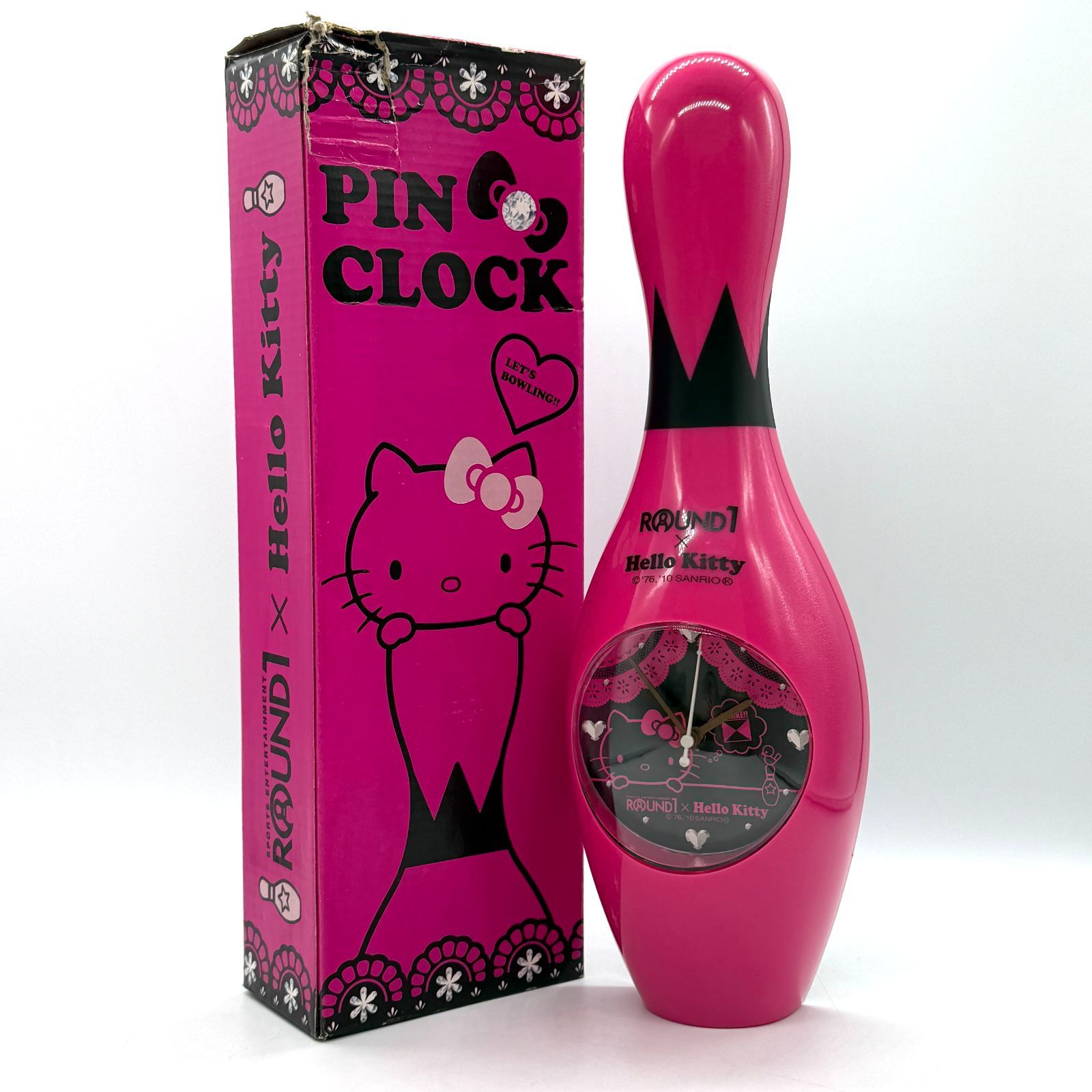 [Operation Confirmed] Round One & Hello Kitty Collaboration Pink Bowling Pin Watch Not For Sale Pink Lock Table Clock Wall Clock Interior