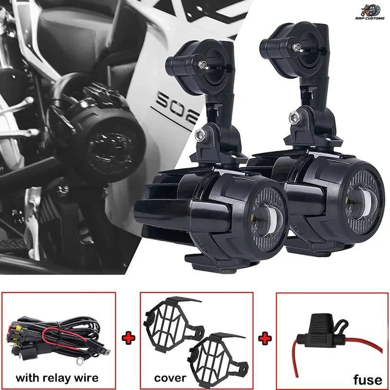 BMW R1200GS F800GS ユニバーサルバイク用 LED 補助ライト 6000K 配線ハーネス付き LED ドライビングフォグランプ