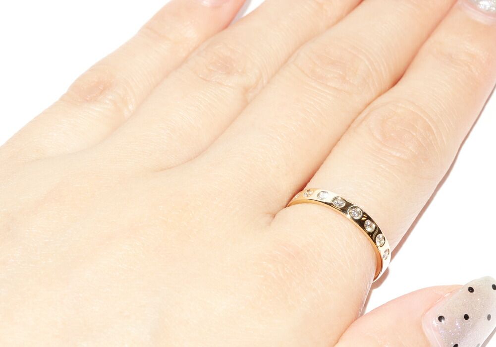 ジョージ ジェンセン 指輪 K18YG ダイヤ9P(0.18ct) マジックリング