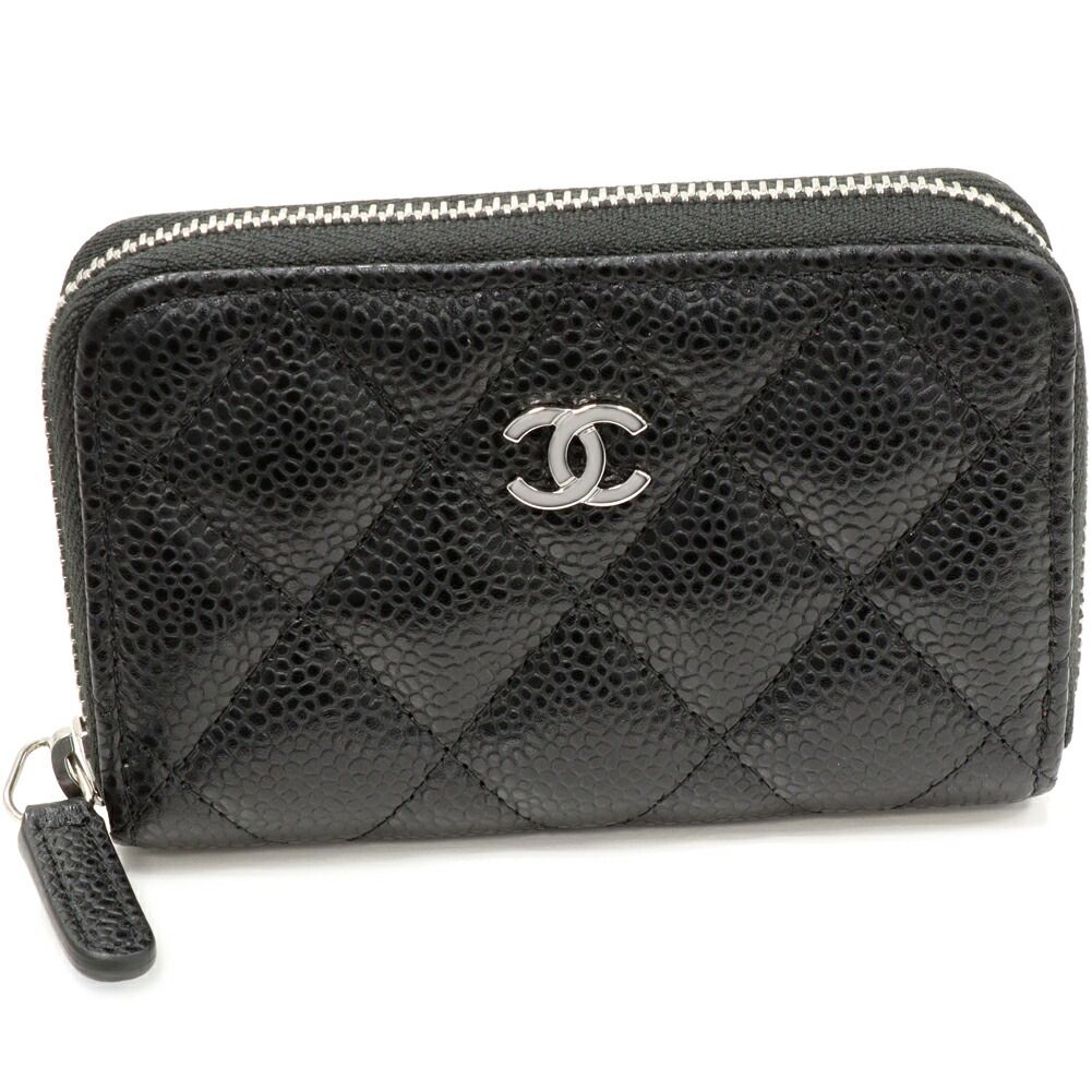 シャネル コインケース タイムレスクラシック ジップコインパース グレインドカーフスキン 黒 シルバー金具 AP0216 Y01588 C3906