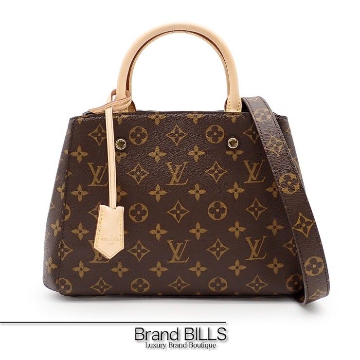 未使用品 LOUIS VUITTON ルイ・ヴィトン モンテーニュBB ハンドバッグ M41055 モノグラムキャンバス ヌメ革 ブラウン レディース
