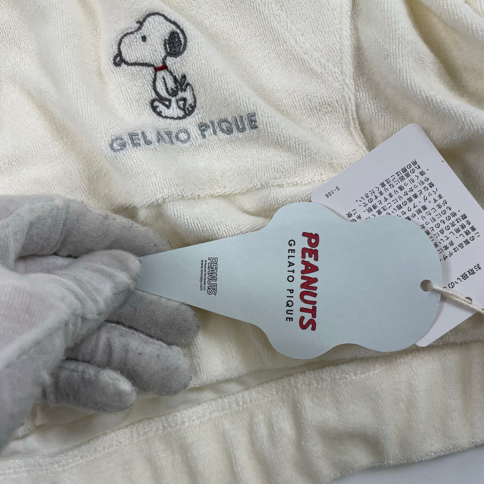 PEANUTS × GELATO PIQUE / 耳付きスヌーピーパイルパーカー タグ付