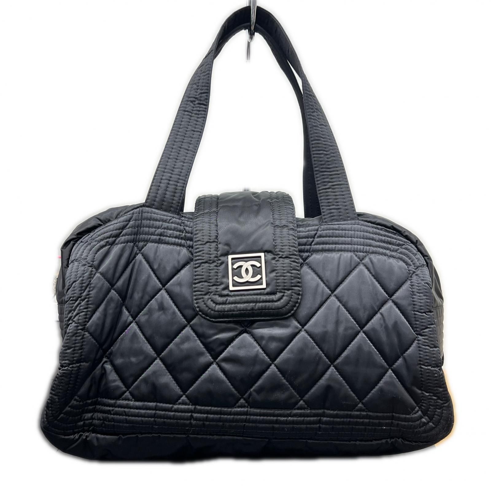 CHANEL シャネル スポーツライン ミニボストンバッグ A29853 10番台シリアル ナイロン ブラック シルバー金具 ココマーク キルティング ハンドバッグ ショルダーバッグ ヴィンテージ Bランク 鑑定済 中古 シャネルバッグ
