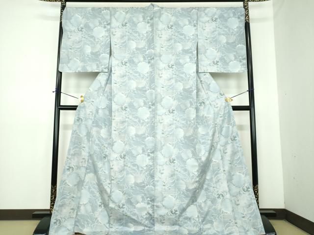 平和屋着物●都喜ヱ門 本場大島紬 白大島 9マルキ 総絣 雪輪葡萄蔦の葉文 やまと誂製 藤絹織物謹製 ロング丈 正絹 逸品 未使用 DABE5670ps