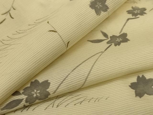 平和屋着物＊夏物　小紋　絽　草花文　正絹　逸品　AABI4767jd