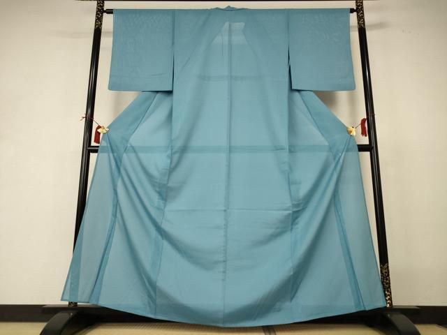 平和屋着物＊夏物　色無地　絽　白群色　洗える着物　AABI4777jd