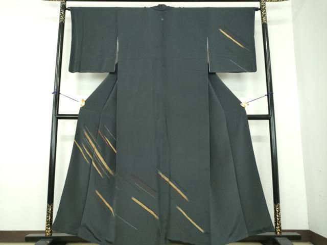 平和屋着物●訪問着　刺繍　斜線文　金彩　正絹　逸品　DABE5693ps