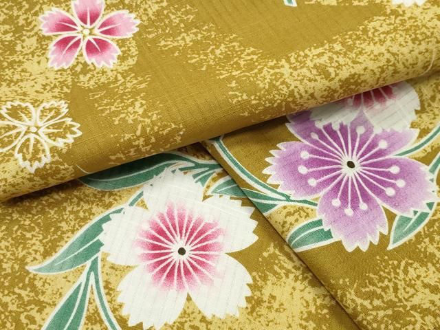 平和屋着物∴夏物　浴衣　舞桜文　綿　逸品　CABG4016gh
