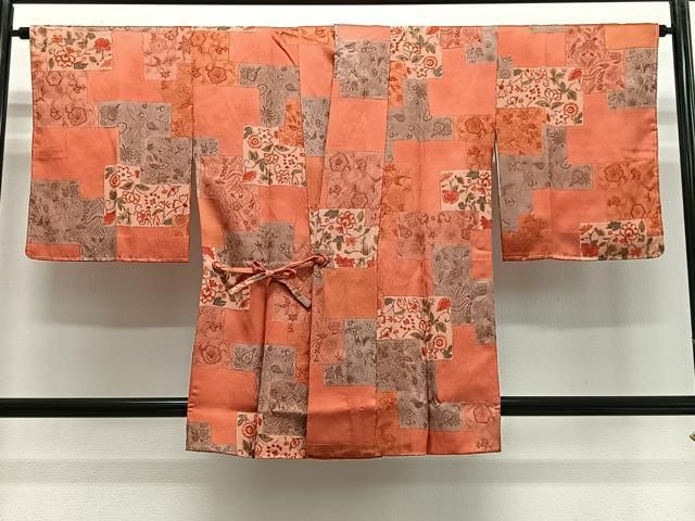 平和屋着物＃道中着　地紋起こし　花唐草文　正絹　逸品　未使用　CABG3641ua