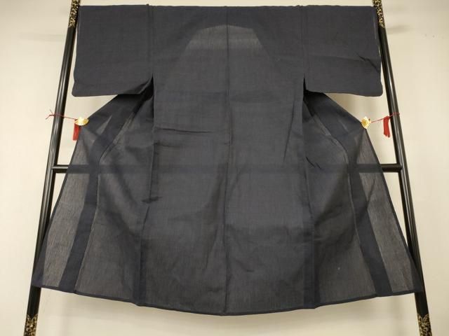 平和屋着物＊夏物　男性　小千谷ちぢみ　色無地　蝋色　麻　逸品　AABI4786jd