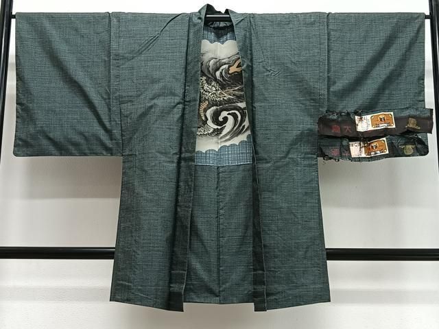 平和屋着物＃男性　長羽織　本場大島紬　100亀甲　総詰め　柊田織物謹製　証紙付き　正絹　逸品　CABG3648ua