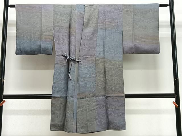 平和屋着物＃道中着　リバーシブル　霞文　正絹　逸品　CABG3649ua