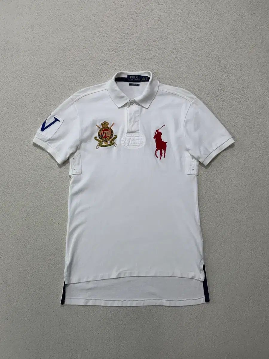 POLO RALPH LAUREN ビックポニー チーフキープ カラーTシャツ 白 レッド XS
